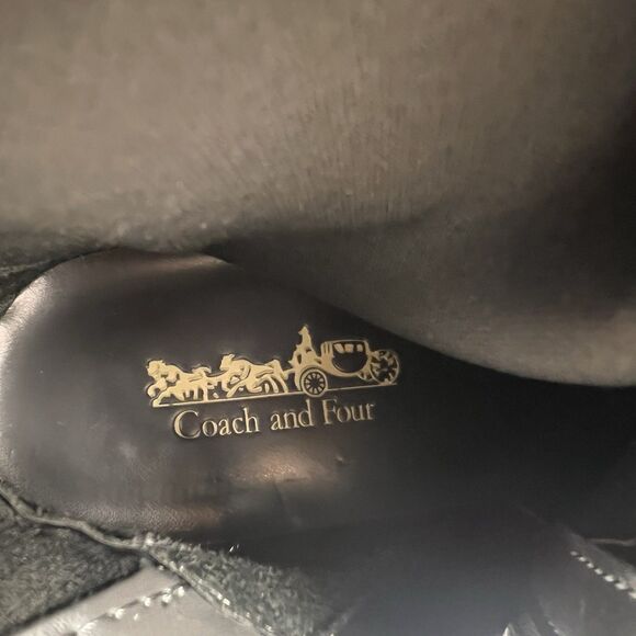 Coach & Four Womens GraySuede Mid-Calf Boots Size 6 With Hexagonal Buckle Detai - Picture 12 of 13